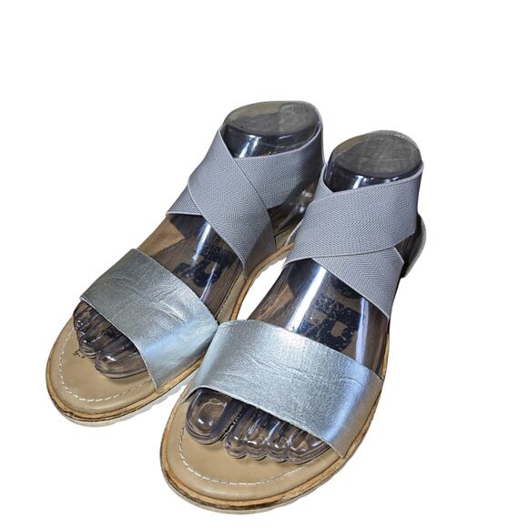 Sorel Ella II NL3202-034 Womens Gray Leather Casual Elastic Strappy Flats US 7 - Picture 3 of 10